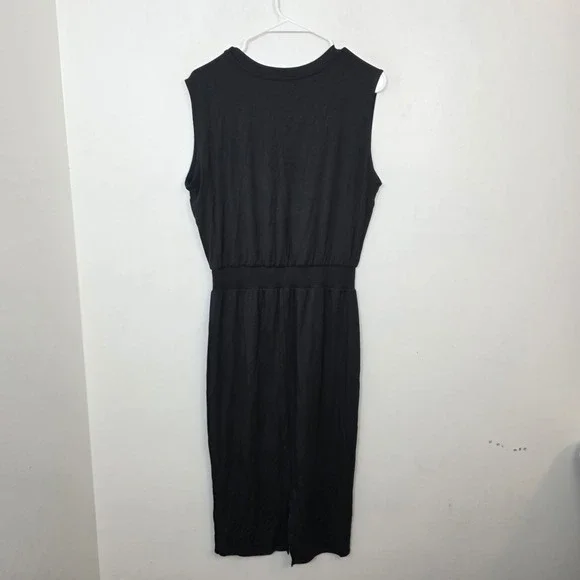 Athleta Black Santorini Cinch Sleeveless Stretchy Athleisure Midi Dress Size S - Picture 9 of 10